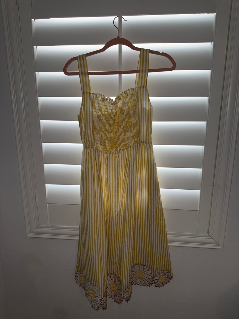 Yellow Striped Mini Sundress with Daisy Hem